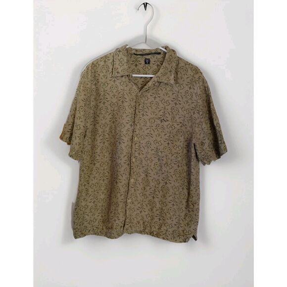 ISDA&CO Shirt Men M Green Button Up Short Sleeve Linen casual - Picture 1 of 6